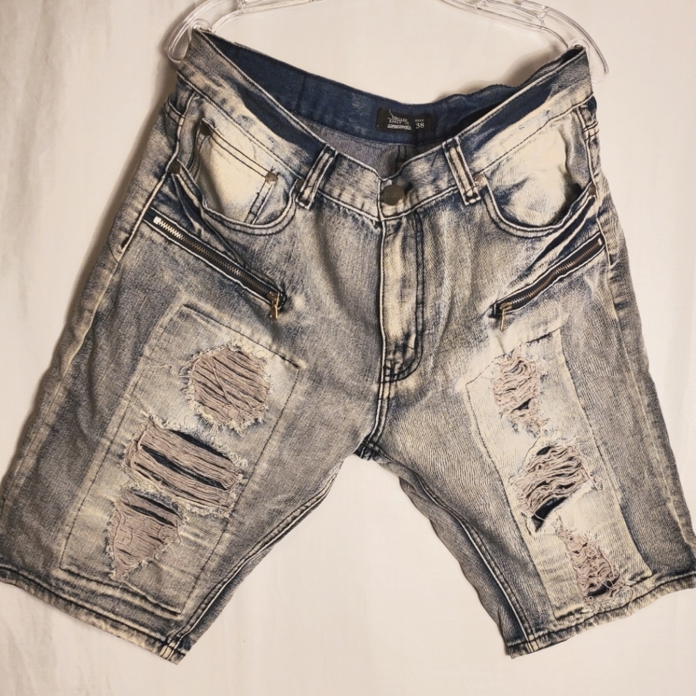 Trestles Supply Co California Republic Mens Distressed Blue Jean Shorts Sz 38